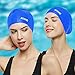 Aegend Swim Caps for Long Hair, Durable Silicone Swimming Caps for Women Men Adults Youths, Easy to Put On and Off, Waterproof Swim Hats Bathing Caps to Keep Hair Dry, 2 Pack, Black Blue