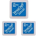 Tsukineko Tinta VERSACRAFT para Textil Color Azul cerúleo 33x33mm. Almohadilla (Paquete de 3)