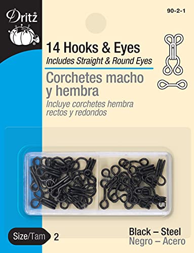Dritz Hooks & Eyes, Size 2, Black