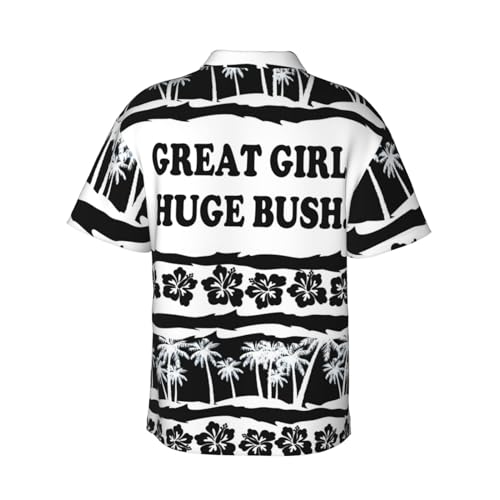 Great Girl Huge Bush-Shirts Summer Funny Shirt Hawaii Floral Casual Short Sleeve Tees for Men Women -L