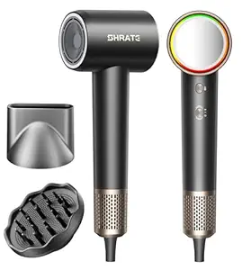 SHRATE Professional High Speed Ionic Hair Dryer | Ultra-Fast Drying | 500 Million Negative Ions | Low Noise | 160000 RPM | Compact Blow Dryer with Magnetic Diffuser for Faster Drying All Hair Types