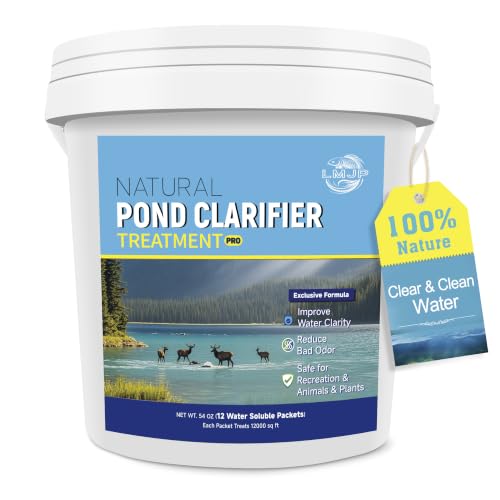 LMJP Pond Clarifier Treatment 12 Packets Natural Pond Water Clear for Outdoor Lakes Beneficial Enzymes to Improve Water Clarity & Eliminate Odor Treats Up to 144000 Sq Ft