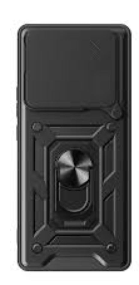 Image of Heavy Duty Phone Case with Camera Slider Cover, Magnetic Ring Holder, Military Grade Protection, Black Compatible with vivo V40E 5G