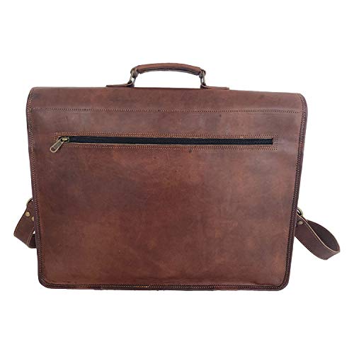 Kpl 18 Inch Leather Briefcase Laptop Messenger Bag Satchel Office Computer Bag For Men And Women (18 Inch) #TOP6