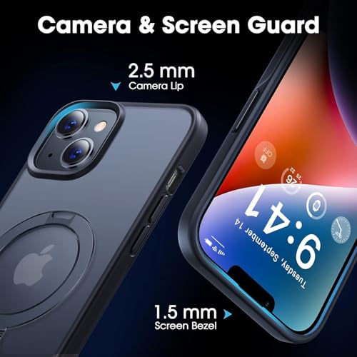 Image of iPhone 14 Magsafe Stand Case | Matte Design & 360 Protection | Military-Grade Apple iPhone 14 Cover | Ultra Premium - Black