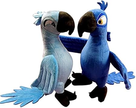 GHN 2 Unids Azul Loro Pájaro Peluche Muñeca Ara Peluche Muñeca Rio Película De Dibujos Animados Peluche Azul Loro BLU para Joya Muñeca Pájaro Aniversario Regalo De Felpa Muñeca Juguetes