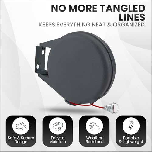 Quebec 15m Heavy Duty Retractable Washing Line Wall Mounted with Durable PVC Cover for Outdoor Use – Space Saving and Sturdy Clothes Line Drying Solution for Garden and Patio - Image 5