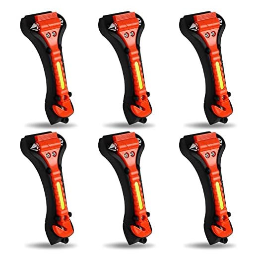 MorTime 6 Pack Car Safety Hammer Window Breaker, Car Emergency Escape Tool, Window Hammer Seat Belt Cutter