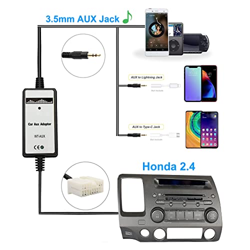 Car Audio Aux Input Adapter, 3.5Mm Auxiliary Jack Cd Changer For Honda Accord 2003-2011, Civic 2006-2010, Cr-V 2004-2011, Odyssey 2005-2010, Pilot 2006-2011, Element 2003-2011, Ridgeline 2006-2011 #TOP1