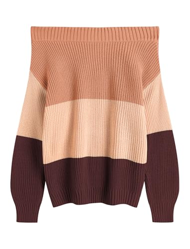 Image of ZAFUL Sweaters for Women Off Shoulder Knit Sweater with Long Sleeve Loose Pullover Jumper Tops