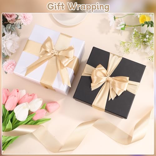 Image of woric Champagne Gold Ribbon 1 1 /2 Inch 60 Yards Wide Gift Satin Ribbons Gold Bows for Graduation Gift Wrapping Flower Bouquet Birthday Decorations