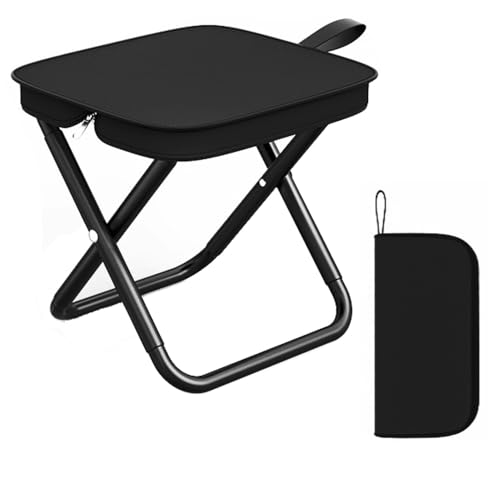 TONGIHS 1 Pzs Mini Taburetes de Camping pPlegables, para Interiores, Negro