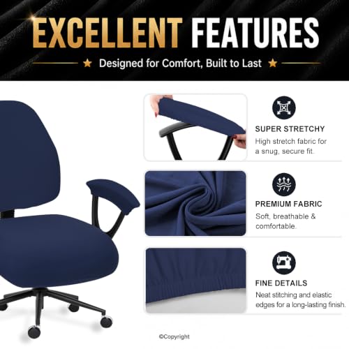 Image of DIVA EN CAMINO DEC Stretchable Split Office Chair Seat Covers - Stretch Computer Chair Slipcover - Washable Rotating Backrest Coverings & Cushion Protectors & Armrest Covers for Dogs, Cats, Pets
