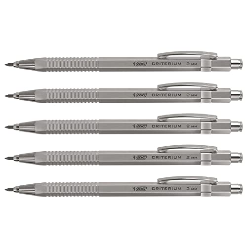 BIC CRITERIUM Luxe Silver HB - Lote de 5 puertas de minas recargables (2 mm)