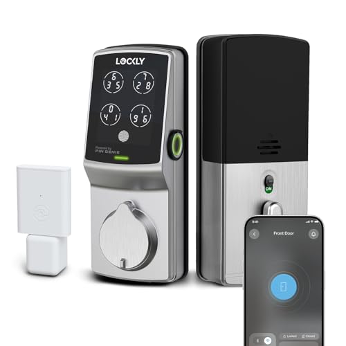 Lockly Secure Pro Smart Deadbolt, Wi-Fi Smart Lock, Keyless Entry with PIN Genie® Keypad, 3D Biometric Fingerprint, Auto Lock, Rekeyable-Satin Nickel