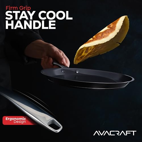 AVACRAFT 11 inch Nonstick Ceramic Coating Stainless Steel Crepe Pan, Tawa, Dosa Tortilla Pan, Compatible with All Stovetops, PFOA, PTFE Toxinx Free by AVACRAFT - Image 3