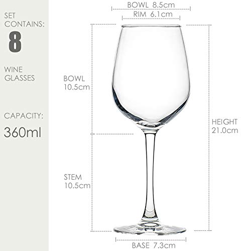 Foto von CREST Weißweingläser 8er Set, 360 ml, Weingeschenke, Kristallgläser, perfekt für Zuhause, Restaurants und Partys