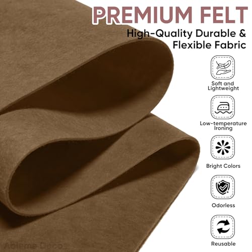 Image of Soft Felt Fabric Sheet 18 inch x 36 inch, 1.6mm Acrylic Craft Felt, Coffee | Soft Thick Felt by The Yard, Large Precut Sheet, Nonwoven Fabric for Sewing DIY Crafts, Classroom & Home Decor