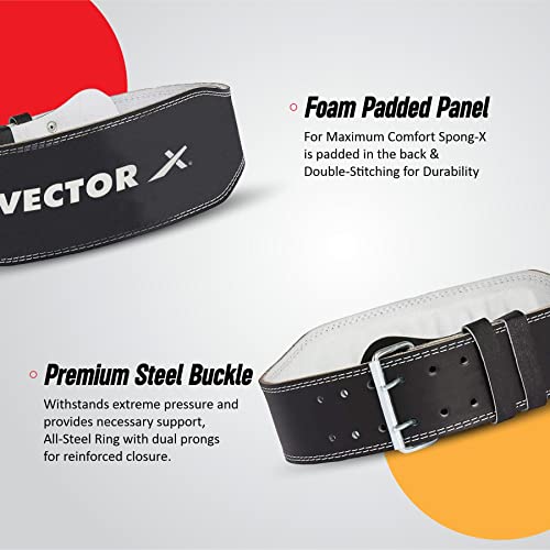 Image of Vector X POWER 2.5 Layer Premium Leather Weightlifting Belt for Men & Women|Back Lumbar Support|Unisex|Adjustable Buckle|Power Gym Fitness Training Workouts