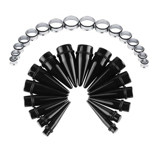 Crdifu 32 Stück Ohr Dehnstäbe Set (Ohrdehner & Ohrtunnel), Acrylic Dehnungstab & Chirurgenstahl Tunnel, 10-24mm Großes Dehnset, Schwarz Weiß Ohr Expander Piercing, Ear Streching Kit
