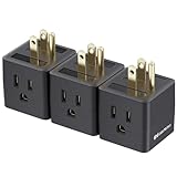 [ETL Listed] Cable Matters 3-Pack 3 Outlet Wall Adapter (Grounded Cube Tap, Outlet Splitter, 3 Way Plug Adapter, 3-Prong Power Splitter), Black