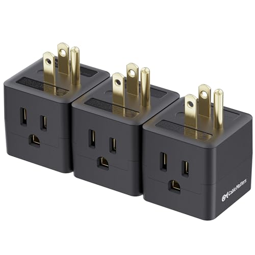 [ETL Listed] Cable Matters 3-Pack 3 Outlet Wall Adapter (Grounded Cube Tap, Outlet Splitter, 3 Way...