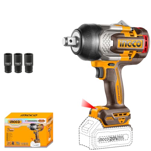 INGCO 20V �R�[�h���X�n�C�g���N�C���p�N�g�����` 1350Nm(�{�̂̂�) 3/4�C���`�d���C���p�N�g�K�� �u���V���X���[�^�[ 3�̃\�P�b�t�� CIWLI201351