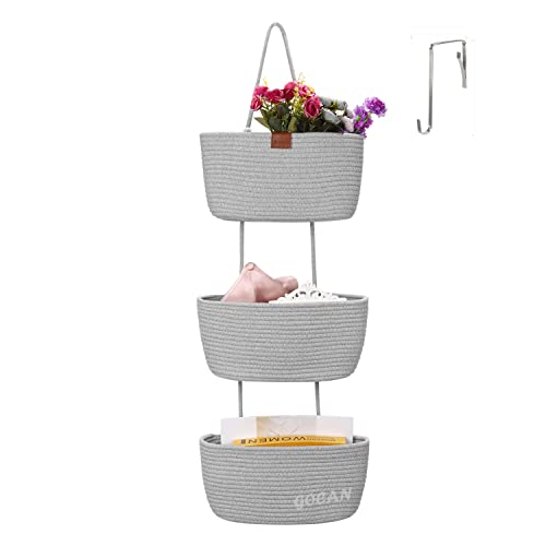 GOCAN Door Organizer and Storage,Hanging Closet Organizer,Hanging Storage Over The Door Organizer 3 Tier Dorm Room Essentials Bathroom Organizer,Decorative for Bathroom and Bedroom,Grey by GOCAN - Used condition - CA$24.15