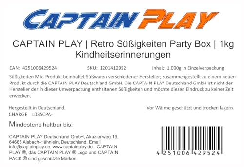 CAPTAIN PLAY | Retro Süßigkeiten Party Box | 1kg Kindheitserinnerungen