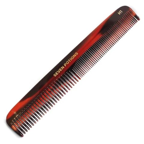 Seven Potions Hair Comb — Fine and Coarse-Tooth Comb for Men's Hair, Beard & Moustache — Handmade (18 cm / 7.1 inch) Cover