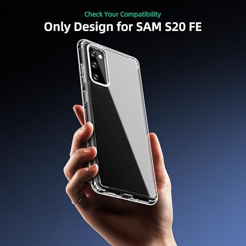 Image of ONES for Samsung Galaxy S20 FE 5G /4G Ultra Slim Case Clear, PC + TPU Hybrid, Military-Grade Drop Guard, Anti-Yellowing, Anti-Slip, Shockproof Silicone Hard Cover, Scratch Resistant, Transparent