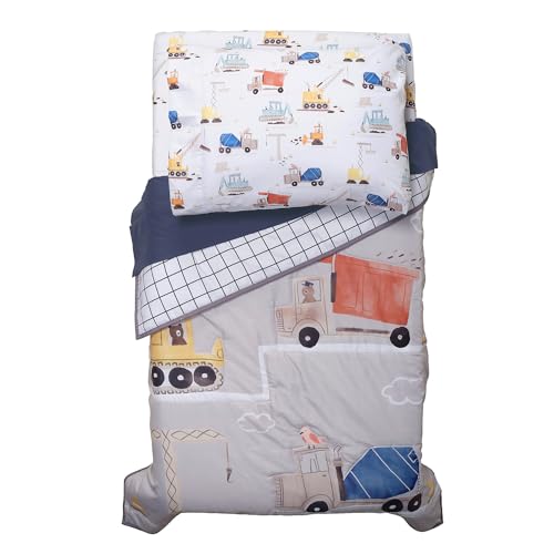 Image of Bedtime Originals 4-Piece Construction Zone Gray /Navy /White Toddler Bedding Set