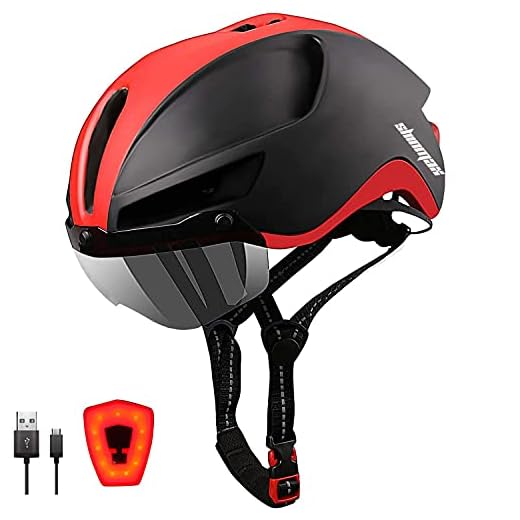 Shinmax Casco Bici,Casco Bici Uomo Donna Casco Bici con Magnetica Visiera,Casco Bici Luce LED di Ricarica USB Casco Bici da Corsa Casco Bici MTB per Ciclismo Skateboarding Snowboard 57-62cm(RC-088)