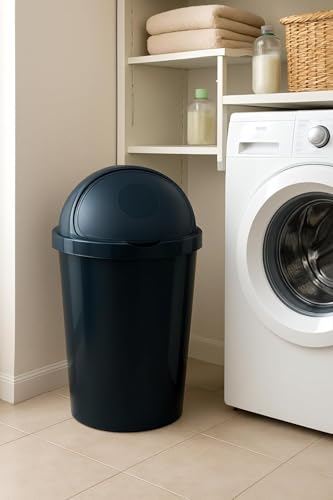 SPECTRAPLAST® 60L Bullet Bin Large Capacity Indoor & Outdoor Waste Bin – Heavy Duty Plastic Rubbish Bin with Flip Lid – Tall Black Base Dustbin for Kitchen, Office & Garden (BLACK) - Image 3