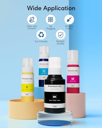 CEEBOO 502 Refill Ink Bottle Replacement for Epson 502 Ink Refill Bottles (Not Sublimation Ink) , 4 Black 140 mL, 2 Cyan 80 mL, 2 Magenta 80 mL, 2 Yellow 80 mL, 10 Bottles
