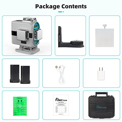 4D Self-Leveling Laser Level, Decteam 16 Lines Green Cross Line Laser Levels, With Horizontal & Vertical Lines Tiling Floor Laser Tool, Target Plate, 360° Magnetic Pivoting Base Included - Ds04Cg #TOP6