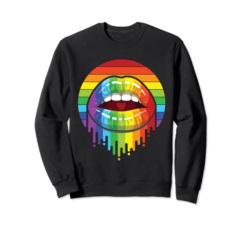 Labios Gay Cool Hermoso Arco Iris Lindo Con orgullo Apoyo Iguald Sudadera