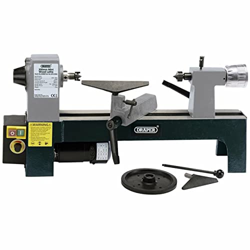 Draper 60988 Mini Tornio per Legno, 250 W, 230 V, velocità variabile