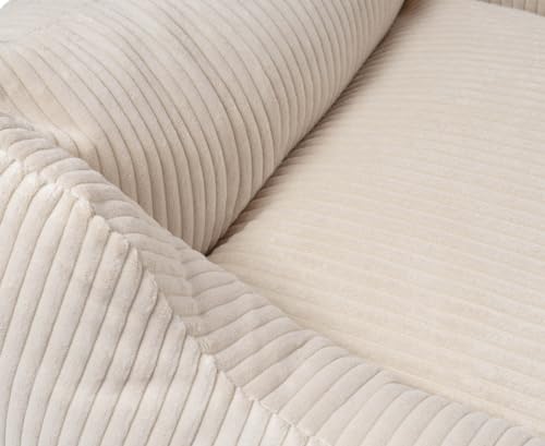 Knuffelwuff Hundebett aus Cord mit Handwebcharakter Olivia XXL 120 x 85cm Beige - Abnehmbarer Bezug - waschbar - für große, mittelgroße und kleine Hunde
