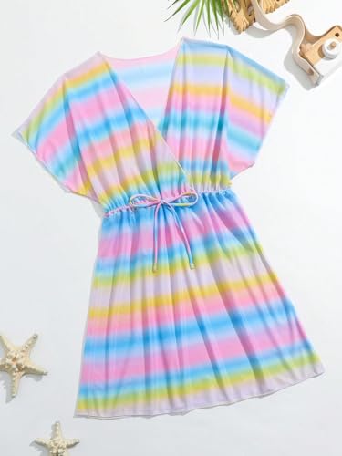 Milumia Girl's Tie Dye Coverups Wrap V Neck Sheer Cover Up Beachwear3