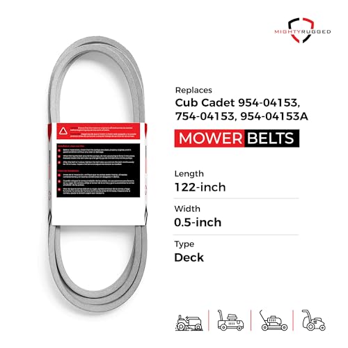 Image of 754-04153, 954-04153 Deck Replacement Belt for Cub Cadet - Belt Length 122 inch - Heavy-Duty, Durable, Aramid Cord Belt for LT1045, LT1046