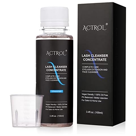ACTROL Eyelash Cleanser Concentrate 100ml Unscented Professional Lash Shampoo Foaming Cleanser Wash for Extensions Lashes with Salon Home Care-Makes 20 Bottles Cover