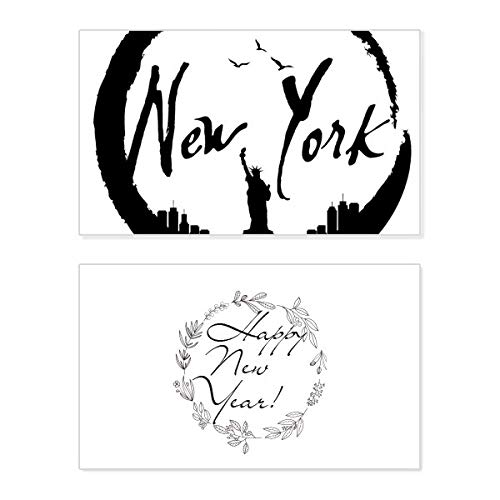 Tarjeta de año nuevo de Nueva York con silueta de la libertad en acabado exclusivo