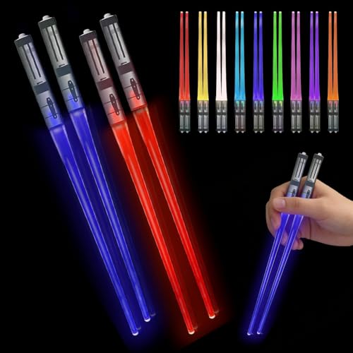 Star Wars Chopsticks Lightsaber Chopsticks 2 Pairs 9 Colours Luminous Chopsticks Sushi Sticks BPA-Free Washable Reusable