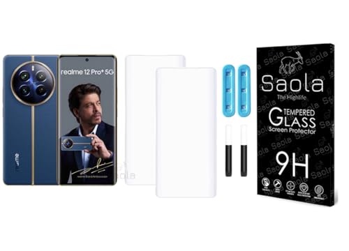 Image of Saola 2-Pack UV Curved Tempered Glass for Realme 12 Pro Plus | 9H Hardness | Edge-to-Edge Full Screen Coverage| UV Light Installation | Scratch Resistant | Case Friendly Screen Protector. (6.7 Inches)