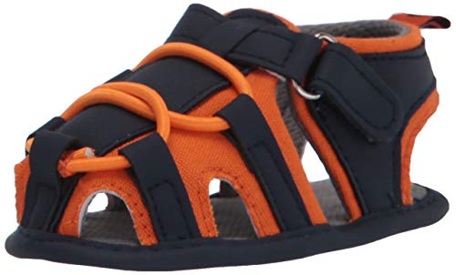 Isbasic Baby Boys Girls Summer Beach Breathable Athletic Closed-Toe Sandals Soft Sole Anti-Slip Toddler First Walker Shoes, A-orange, 6-12 Months Infant