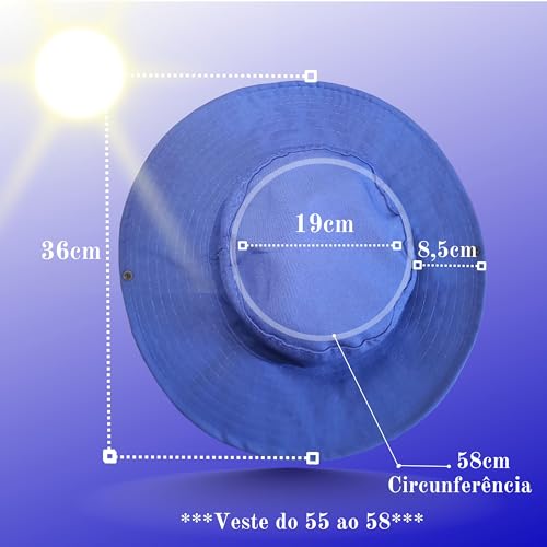 Chapéu Pescador Australiano Passeio Praia Trabalho Protege do Sol Pescoço (AZUL)