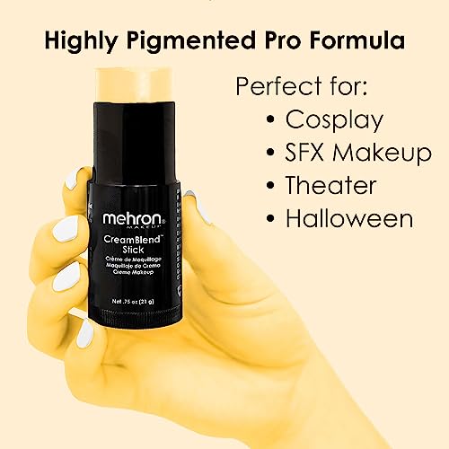 Image of Mehron Makeup CreamBlend Stick | Face Paint, Body Paint, & Foundation Cream Makeup | Perfect for Halloween .75 oz (21 g) (Pastel Yellow)