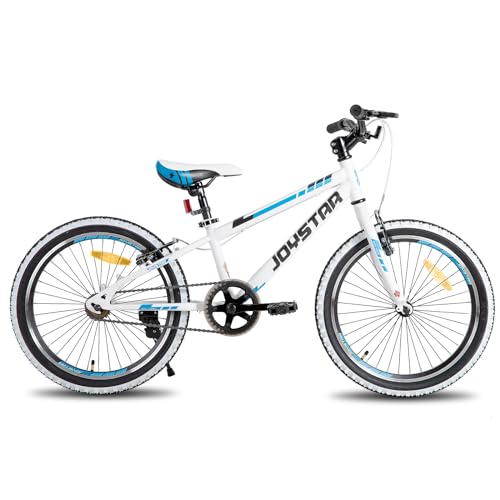 JOYSTAR Lubbock 20 Pulgadas para niños y niñas de 7-11 años Bicicleta de montaña rígida para niños con 1 Velocidad,Blanco