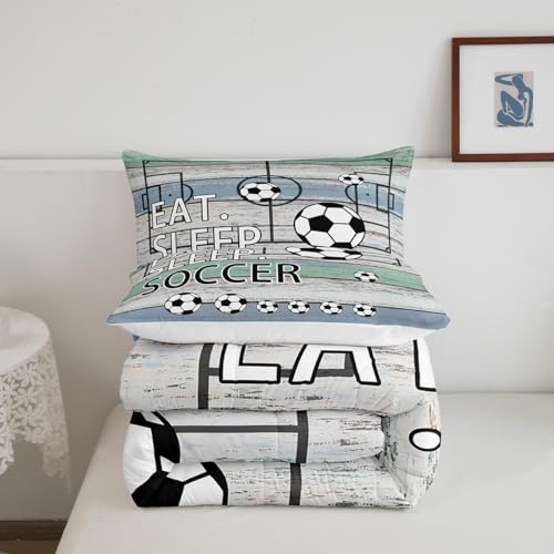 Image of Feelyou Soccer Comforter Set Football Bedding Twin for Kids Teens